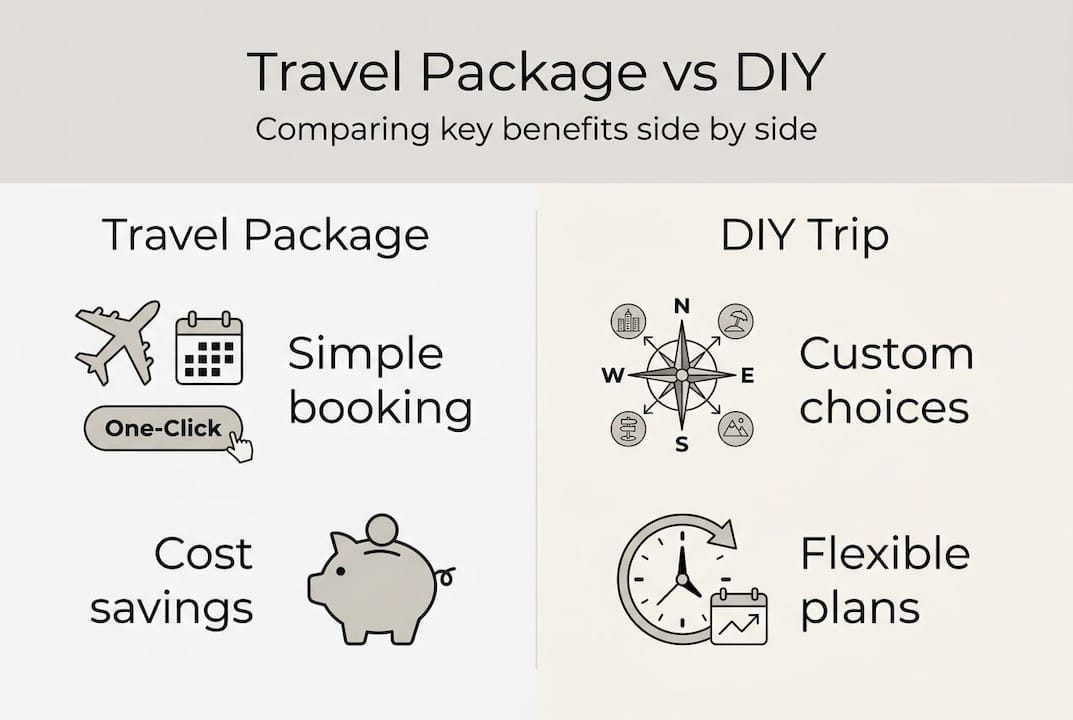Infographic comparing travel packages and DIY trips