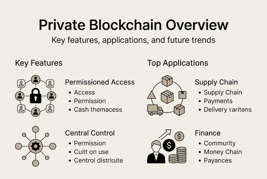 Infographic on private blockchain features and uses