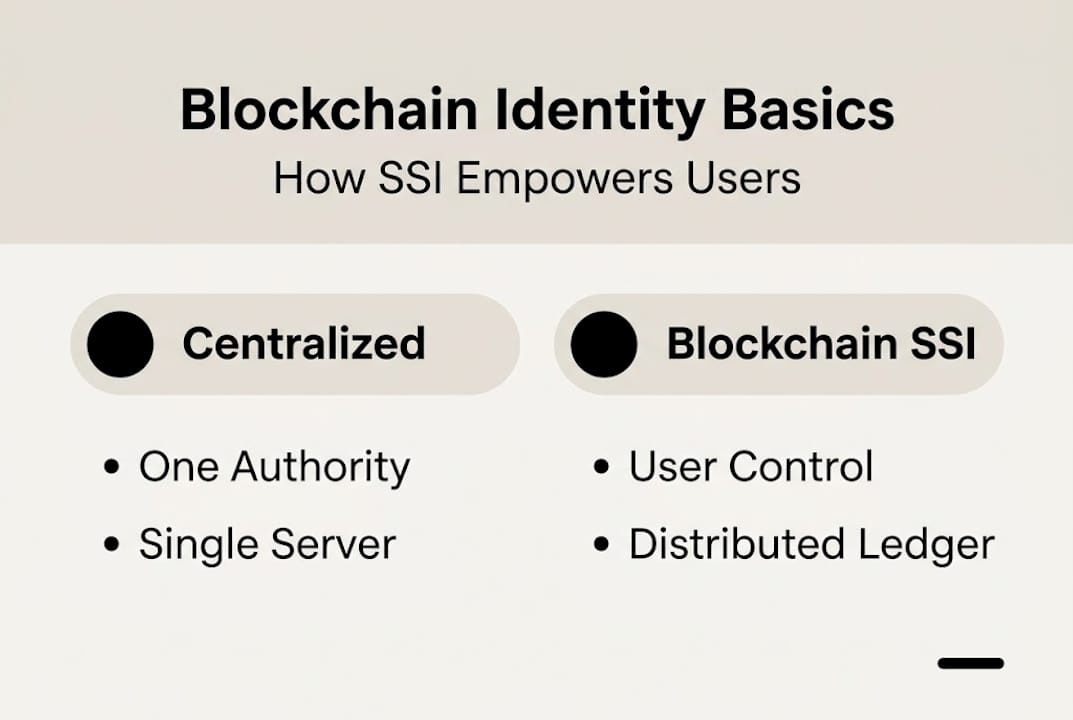 Infographic comparing centralized and blockchain identity