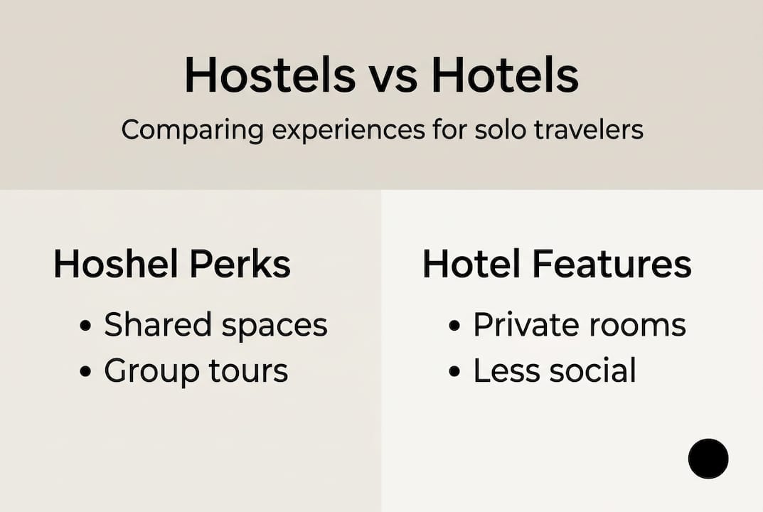 Infographic comparing hostel and hotel features