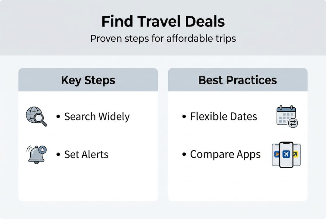 Infographic outlining steps to find travel deals