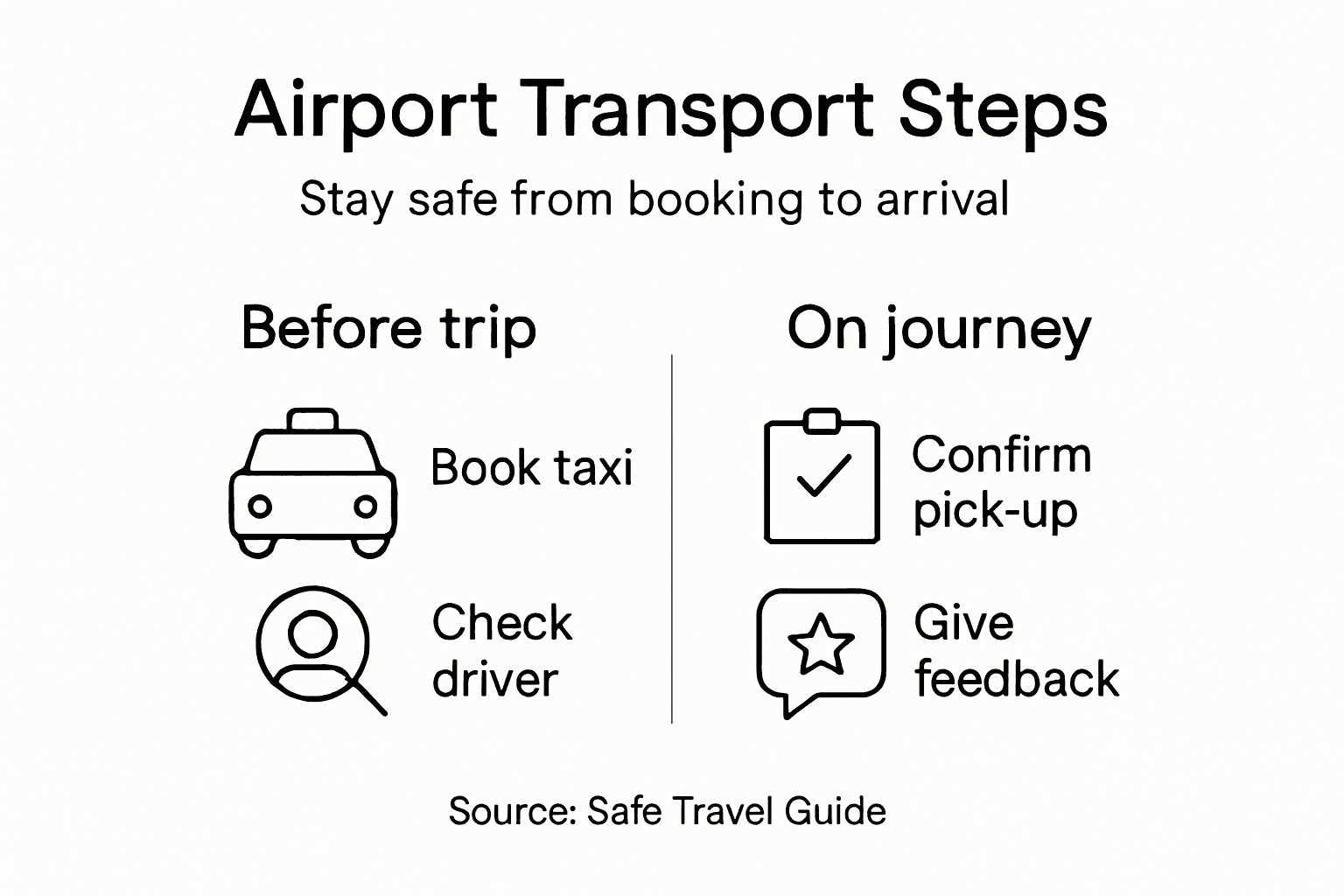 Infographic showing safe airport transport steps