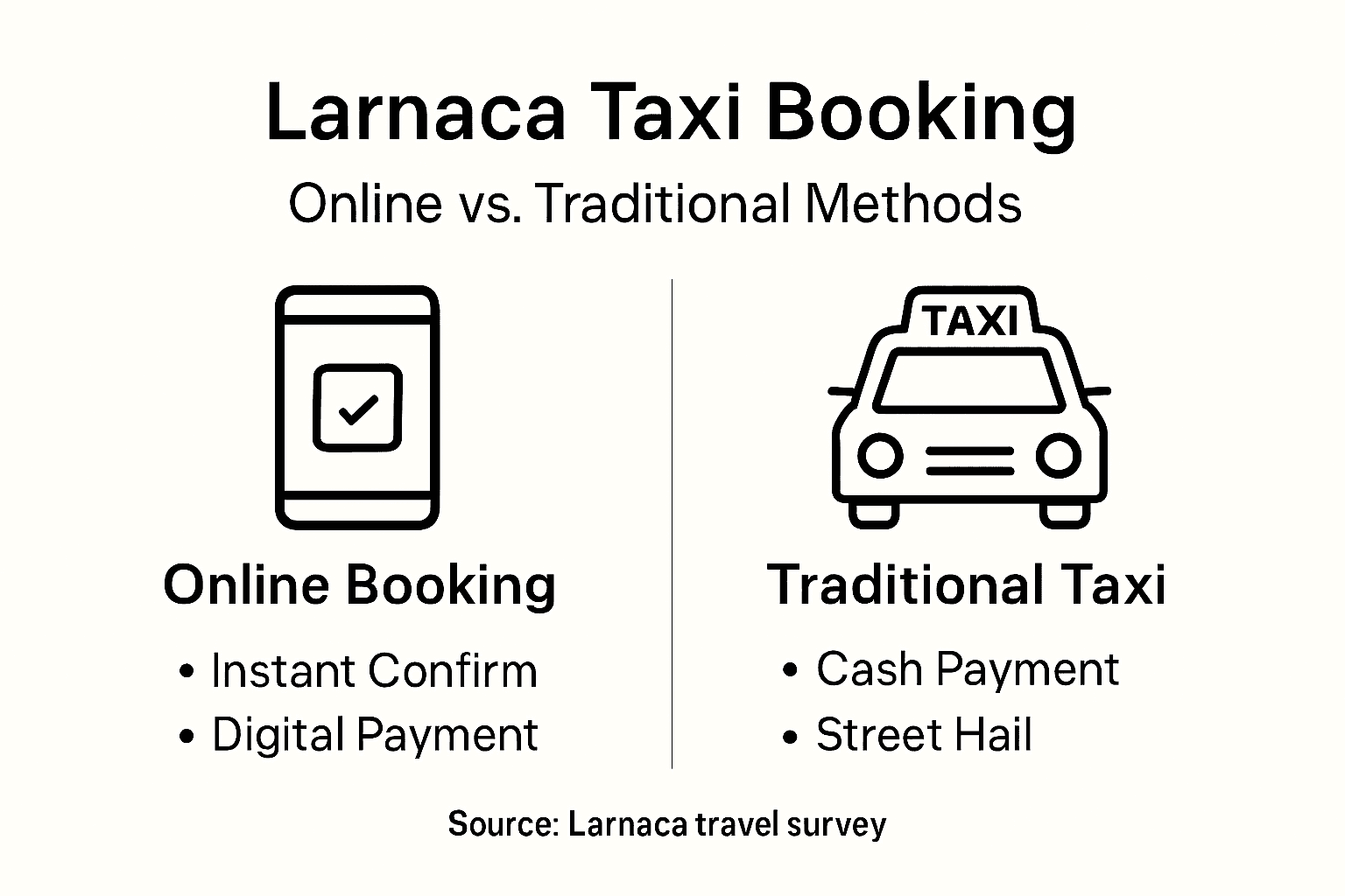 Infographic comparing online and traditional taxi booking