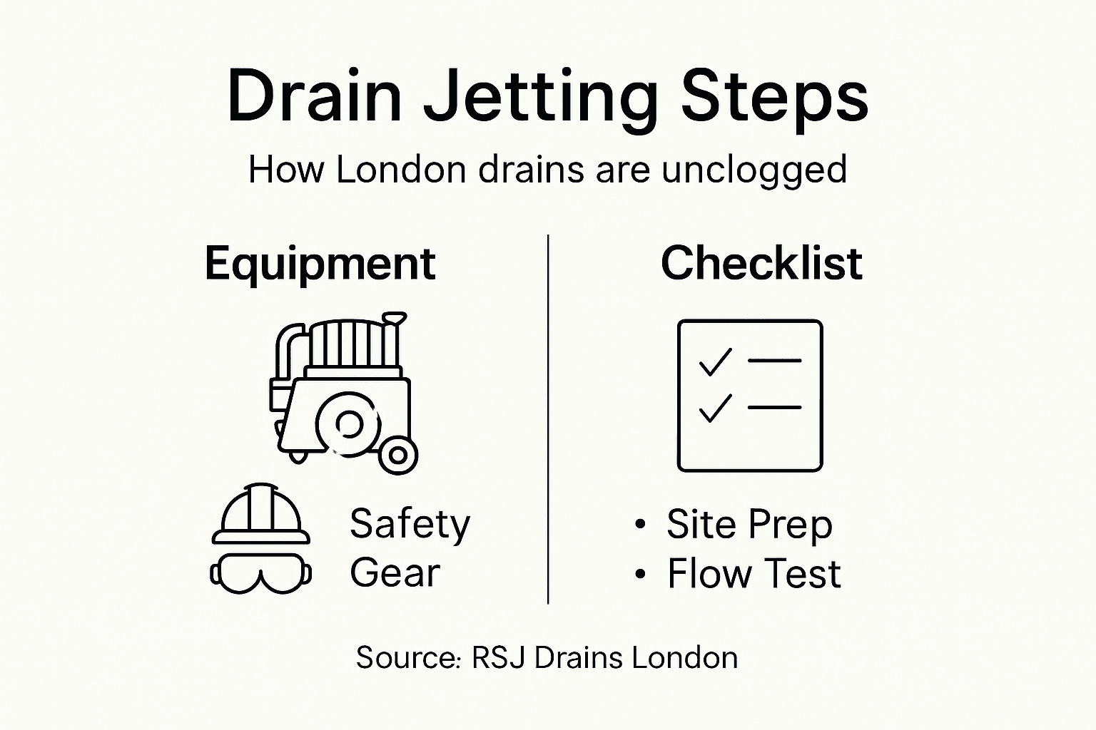 Infographic outlining steps in drain jetting