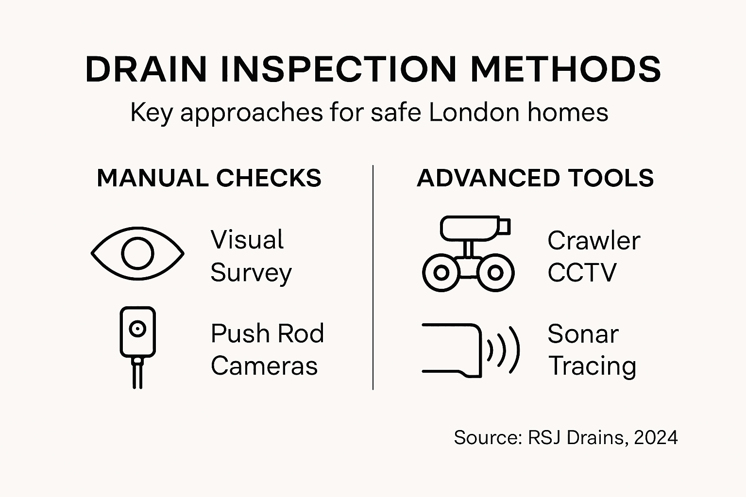 Infographic details main drain inspection methods