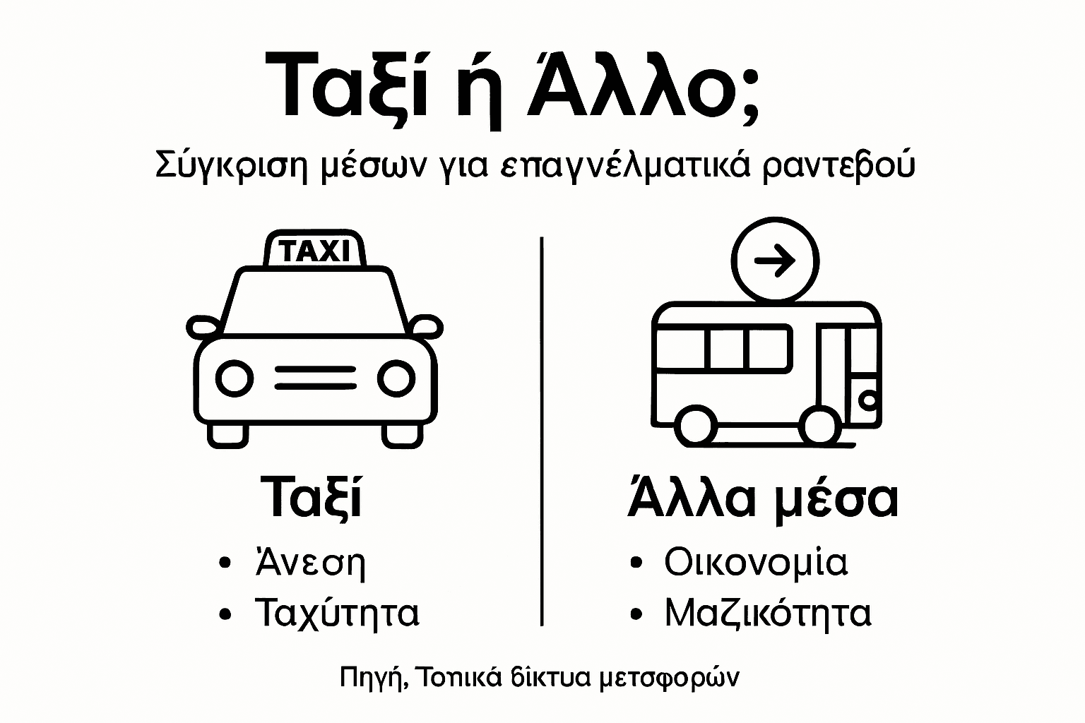 Διαδραστικό γράφημα: Πλεονεκτήματα και μειονεκτήματα ταξί σε σύγκριση με άλλες επιλογές μετακίνησης