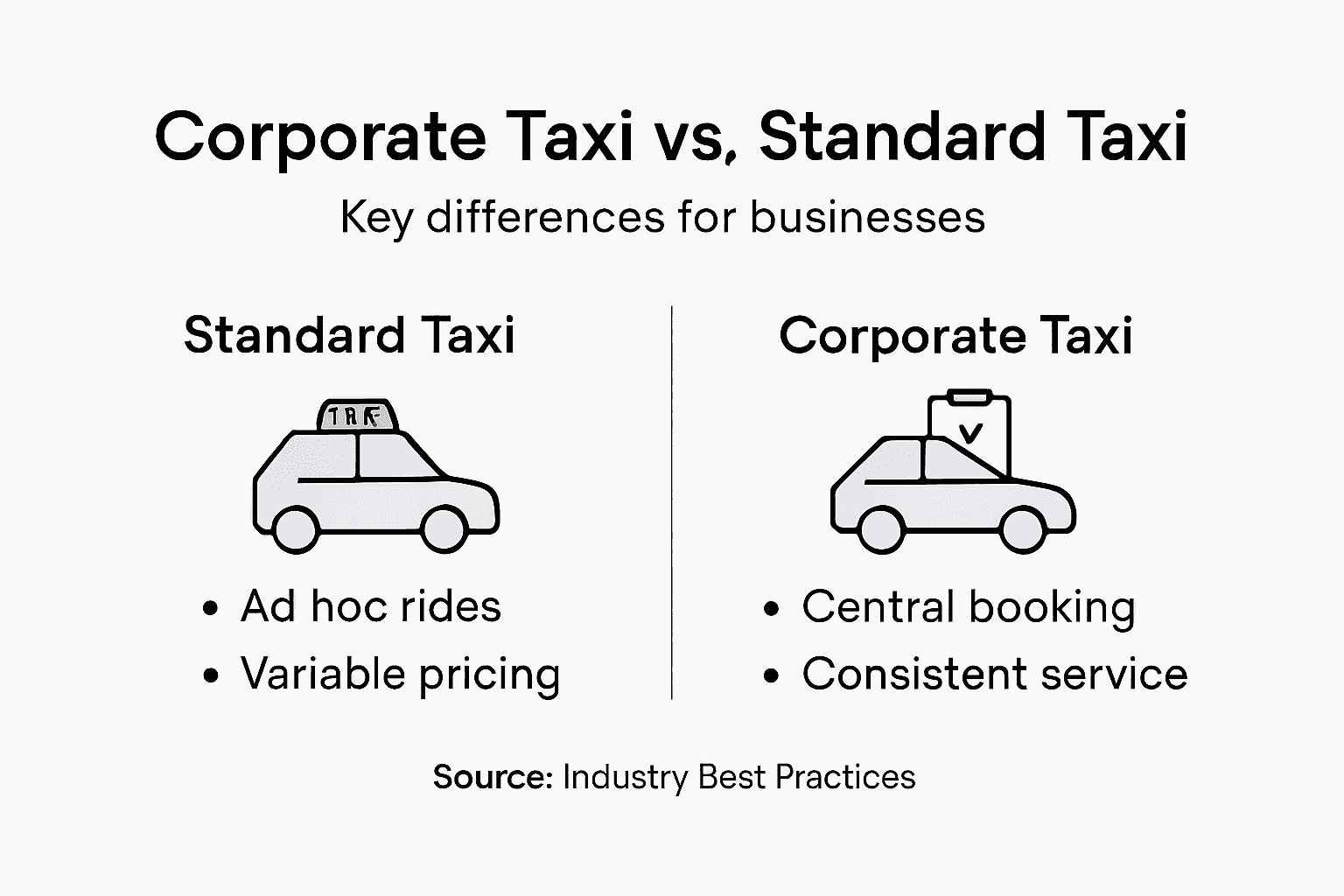 Infographic comparing corporate and standard taxi