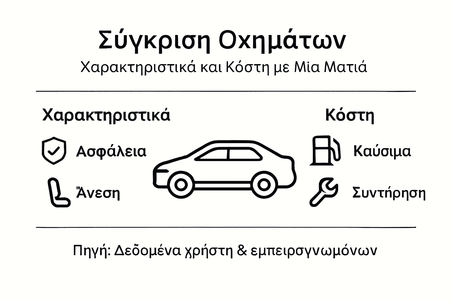 Αναλυτική παρουσίαση με συγκριτικά στοιχεία για τα χαρακτηριστικά και τις τιμές διαφόρων αυτοκινήτων