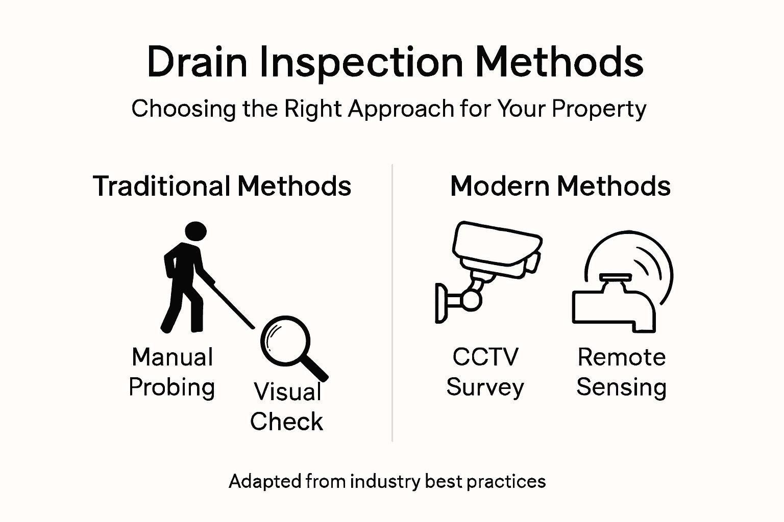 Infographic comparing drain inspection approaches