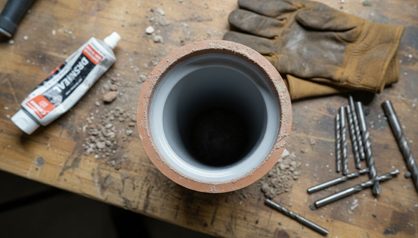 Close-up showing seamless relined pipe interior