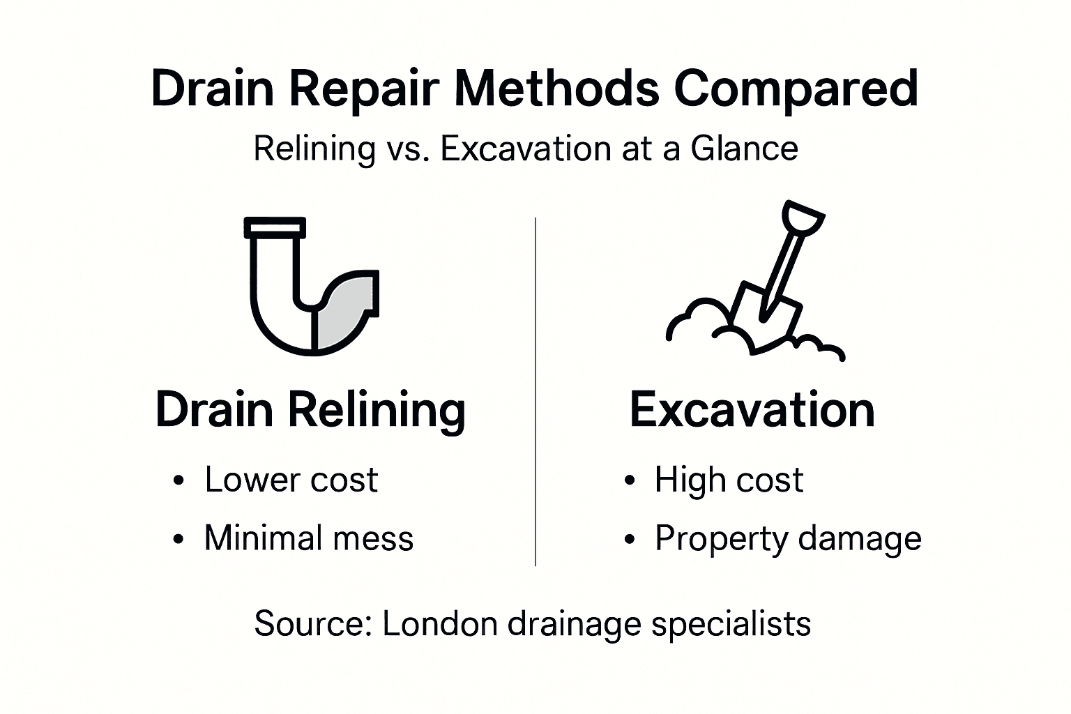 Infographic comparing relining and excavation repair
