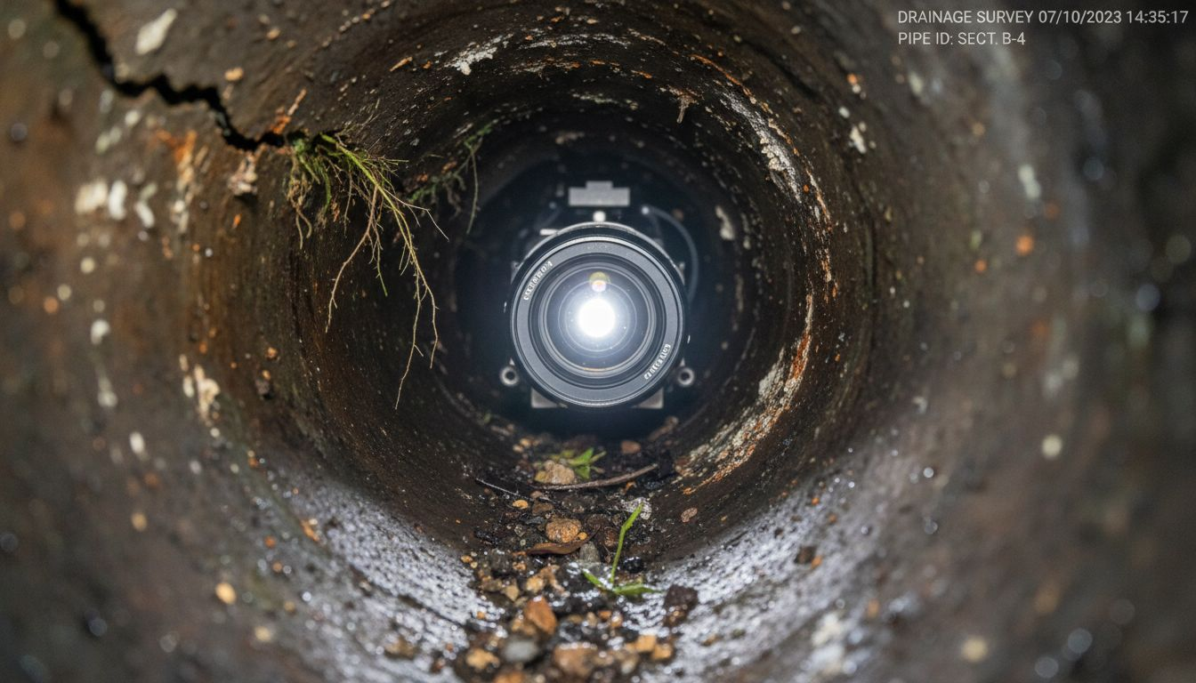 Camera illuminating drainage pipe interior