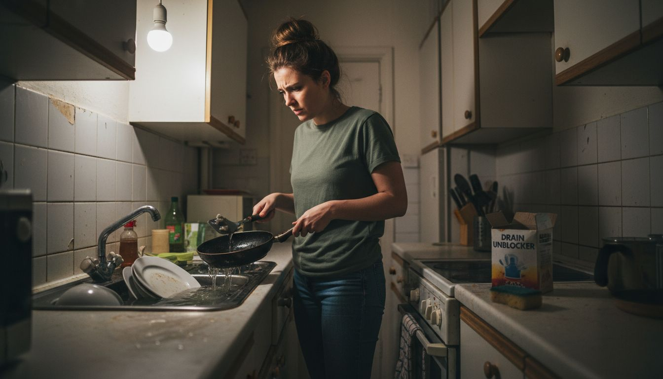 London kitchen sink with grease blockage