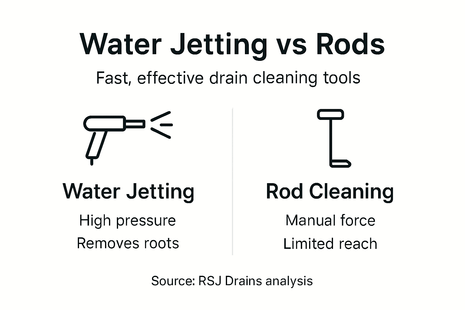 Infographic comparing jetting and rod cleaning