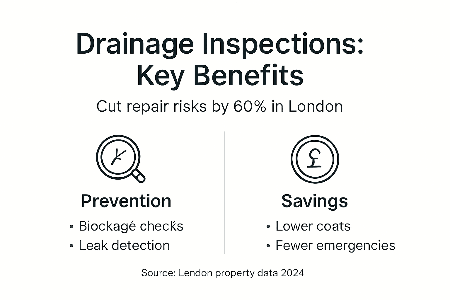 Infographic showing drainage inspection benefits and prevention