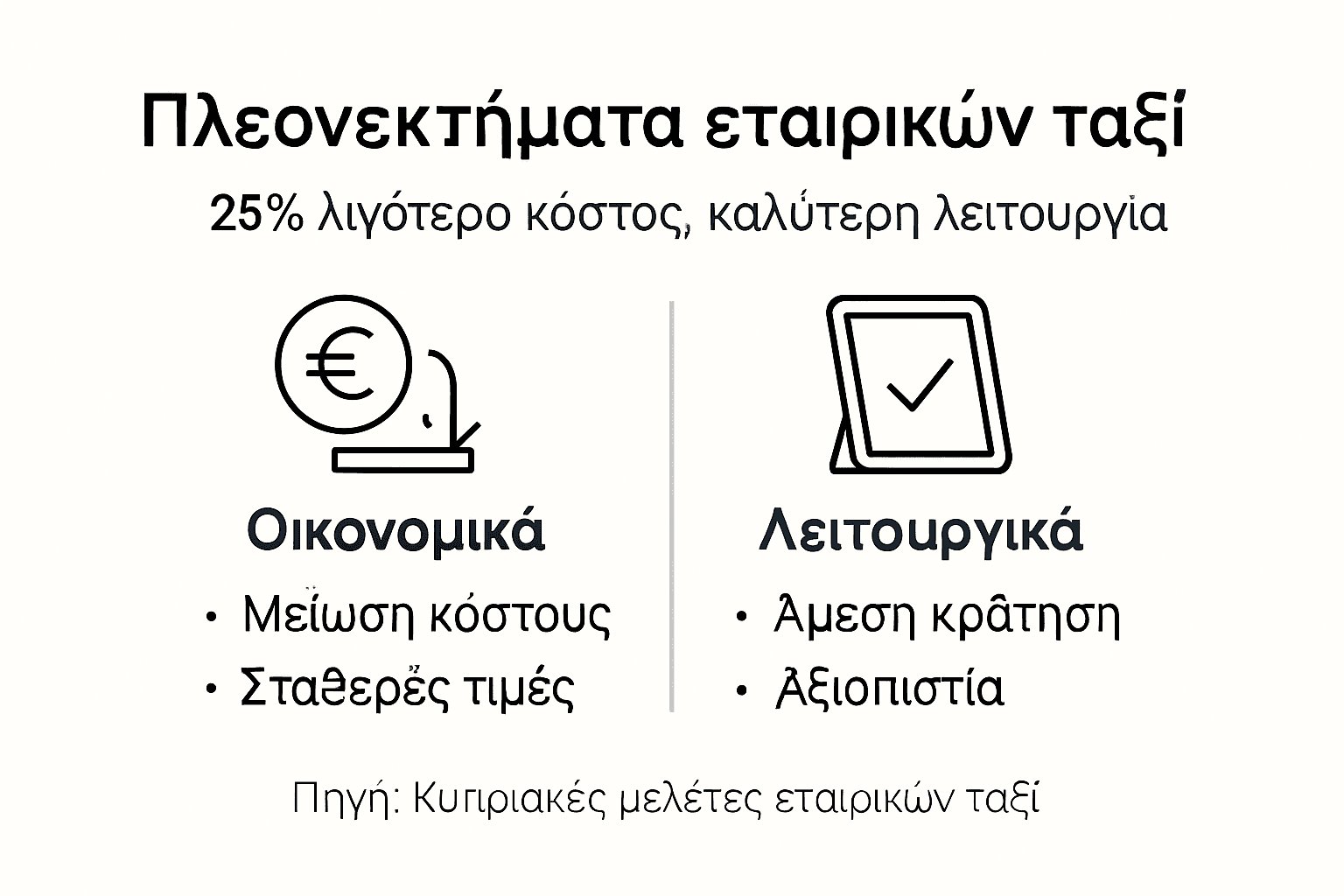 Ενημερωτικό γράφημα: Τα σημαντικότερα οφέλη της εταιρικής μετακίνησης με ταξί στην Κύπρο