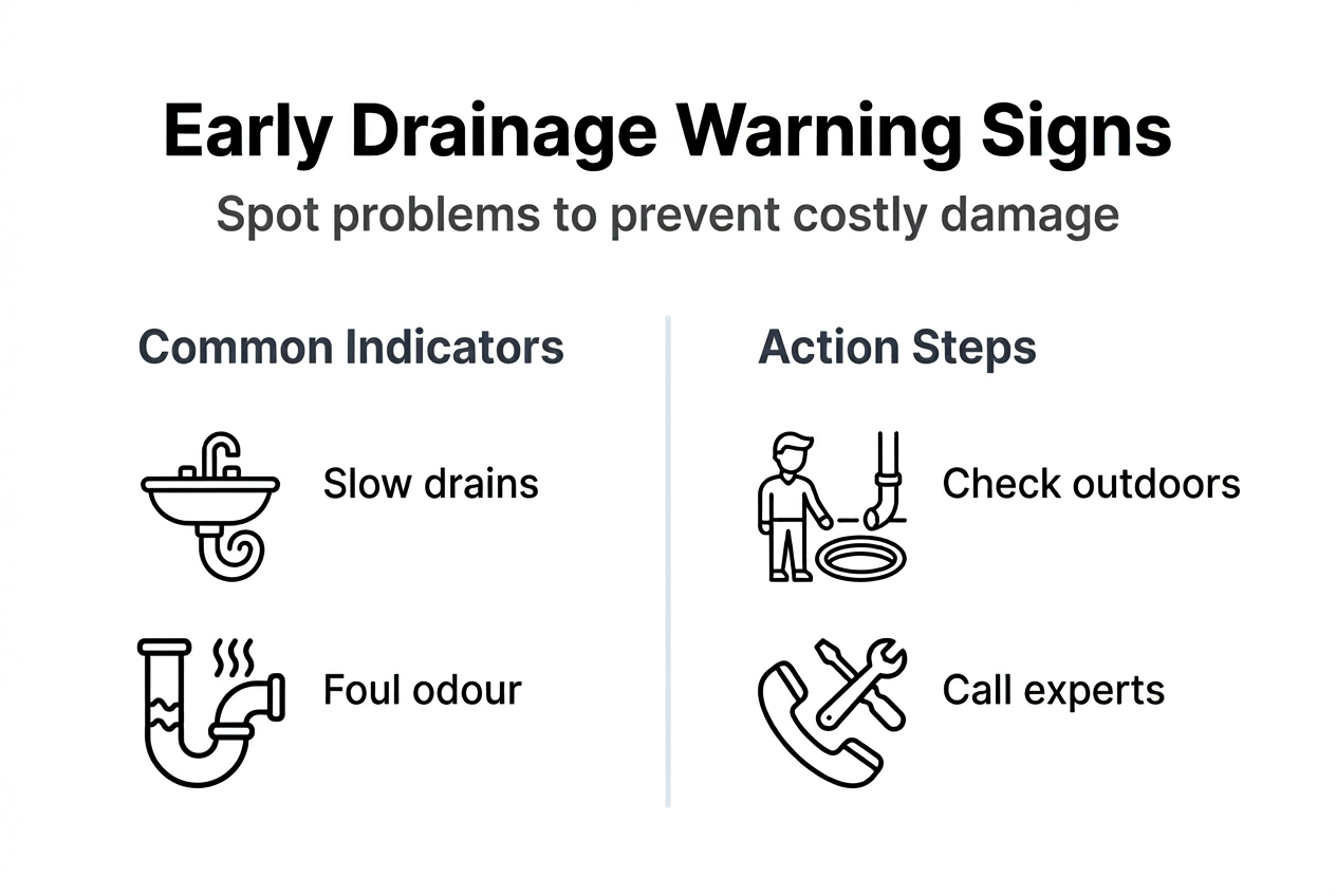 Infographic on early warning signs of drainage emergencies