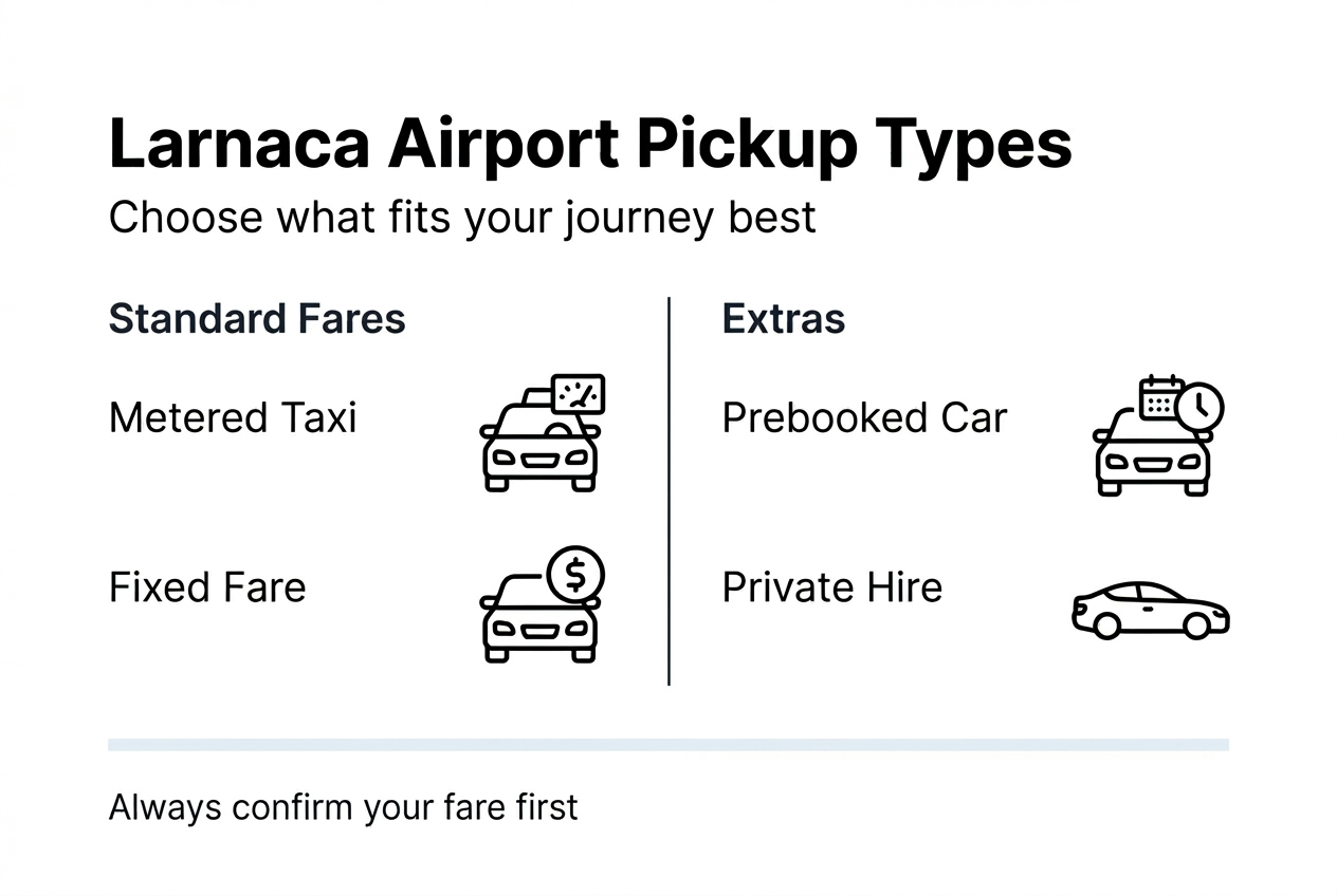 Infographic on Larnaca airport pickup types