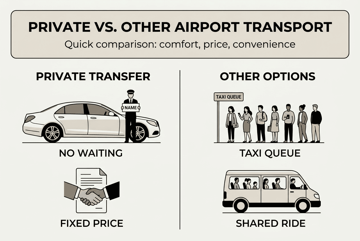Infographic comparing private and other airport transfers
