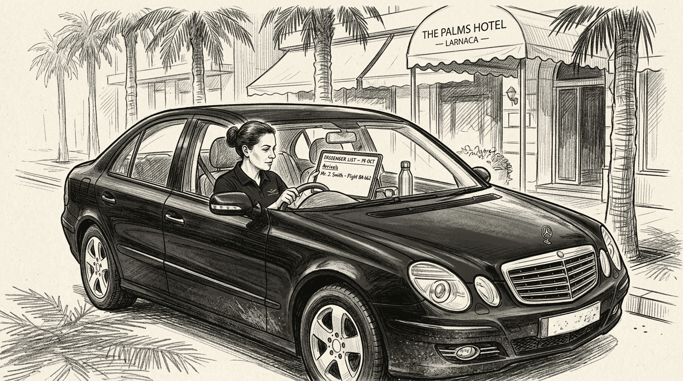 Taxi driver preparing for premium hotel pickup