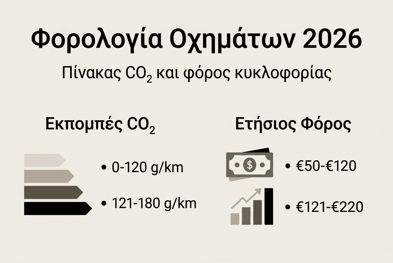 Γραφικό παρουσίασης φορολογικών συντελεστών για εταιρικά αυτοκίνητα στην Κύπρο