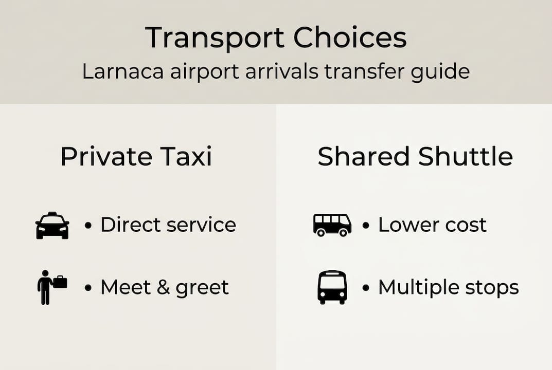 Infographic comparing airport transfer options