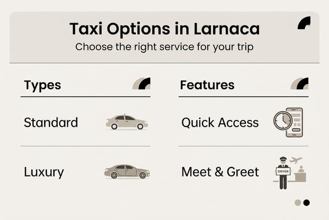 Infographic comparing Larnaca taxi services