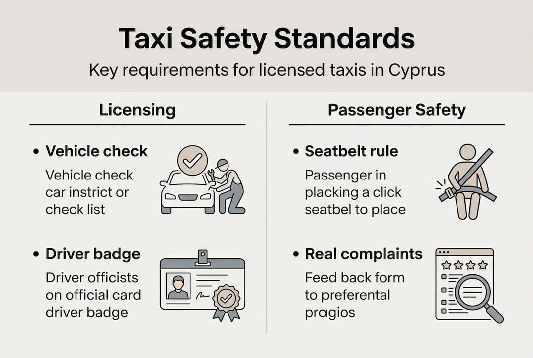 Infographic showing Cyprus taxi standards