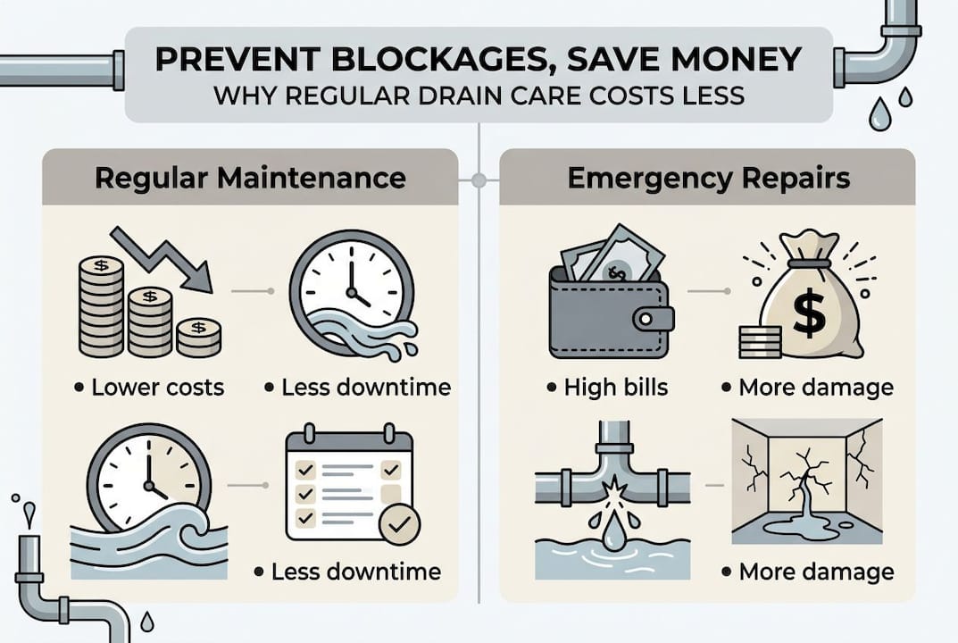 Infographic showing savings from regular drain care