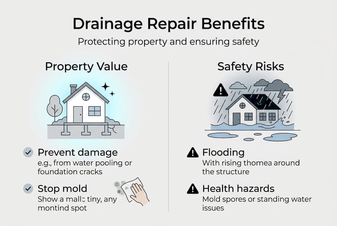 Infographic drainage repair benefits property safety
