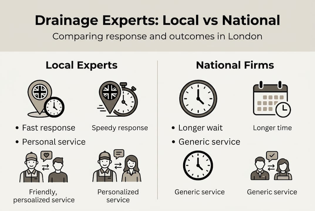 Infographic comparing local and national drainage services