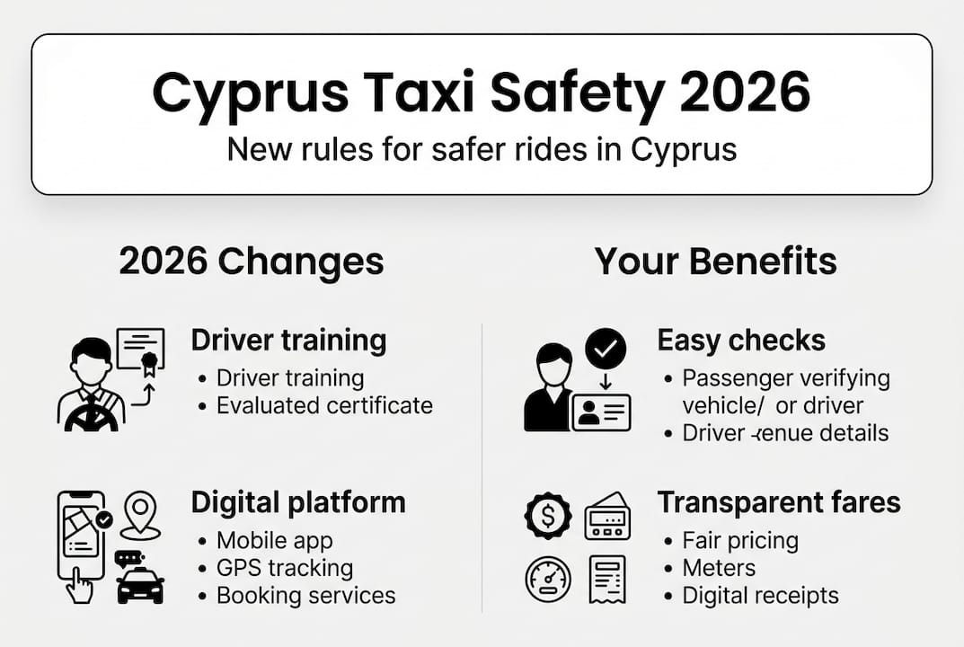 Infographic overview of Cyprus taxi safety 2026