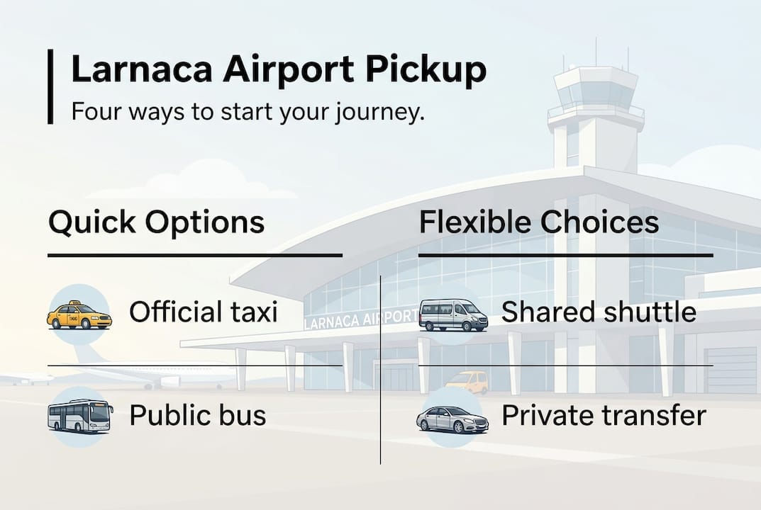 Infographic of Larnaca airport pickup options