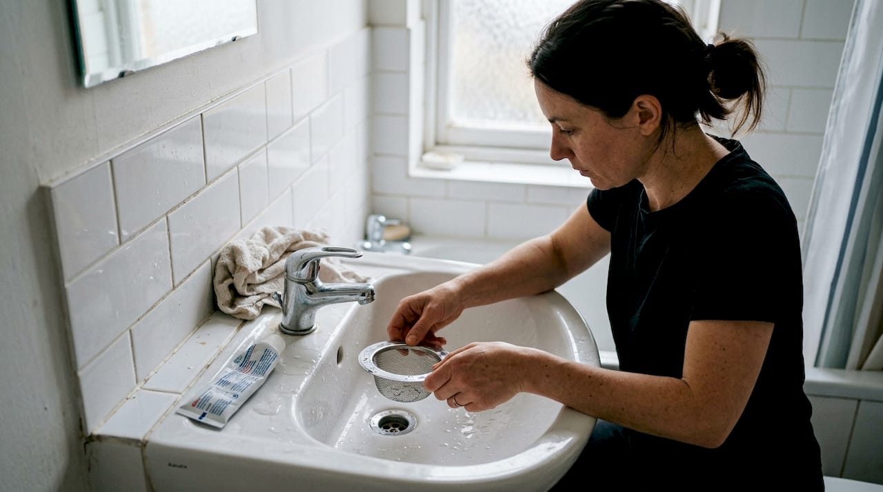 Installing sink strainer in bathroom basin