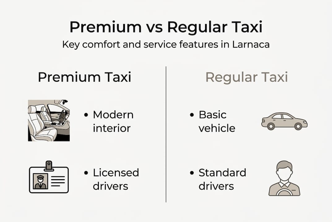 Infographic comparing features of premium and regular taxis