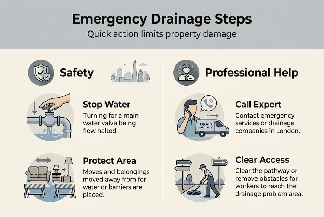 Infographic showing emergency drainage workflow