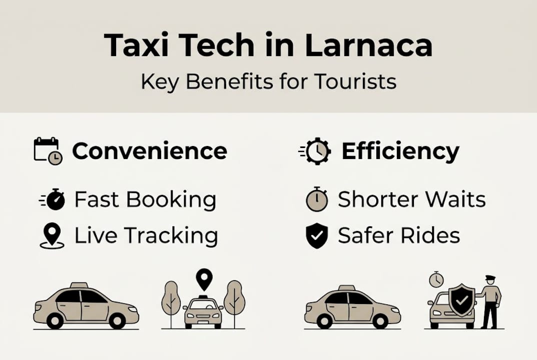 Infographic showing tech benefits for taxi tourists