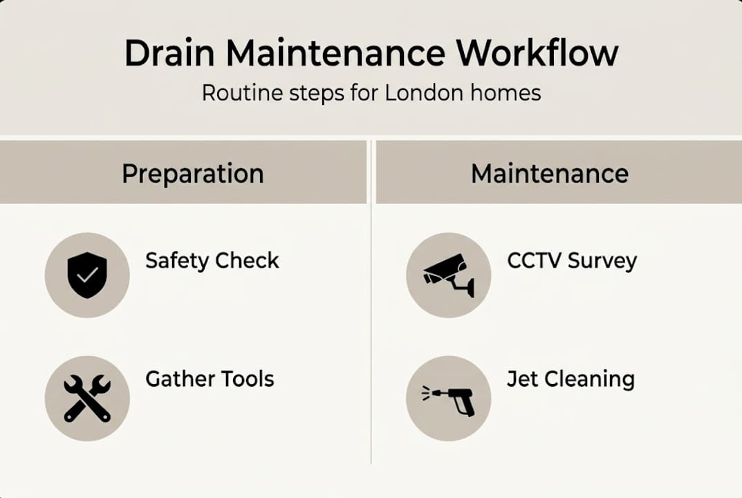Infographic of standard drain maintenance workflow