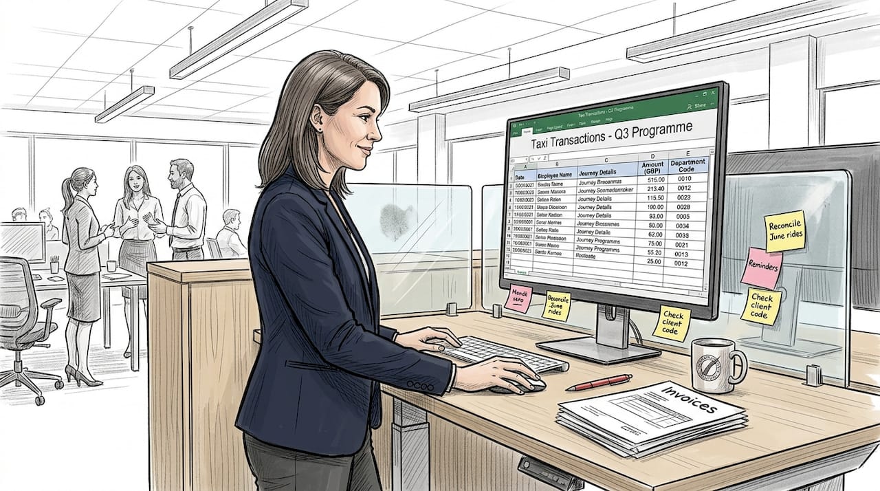 Travel manager reviewing taxi spend analytics