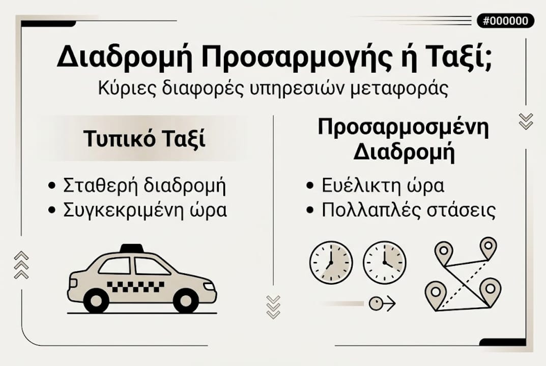Γραφικό με συγκριτικά στοιχεία ανάμεσα σε ταξί και διαδρομές κατά παραγγελία στην Κύπρο