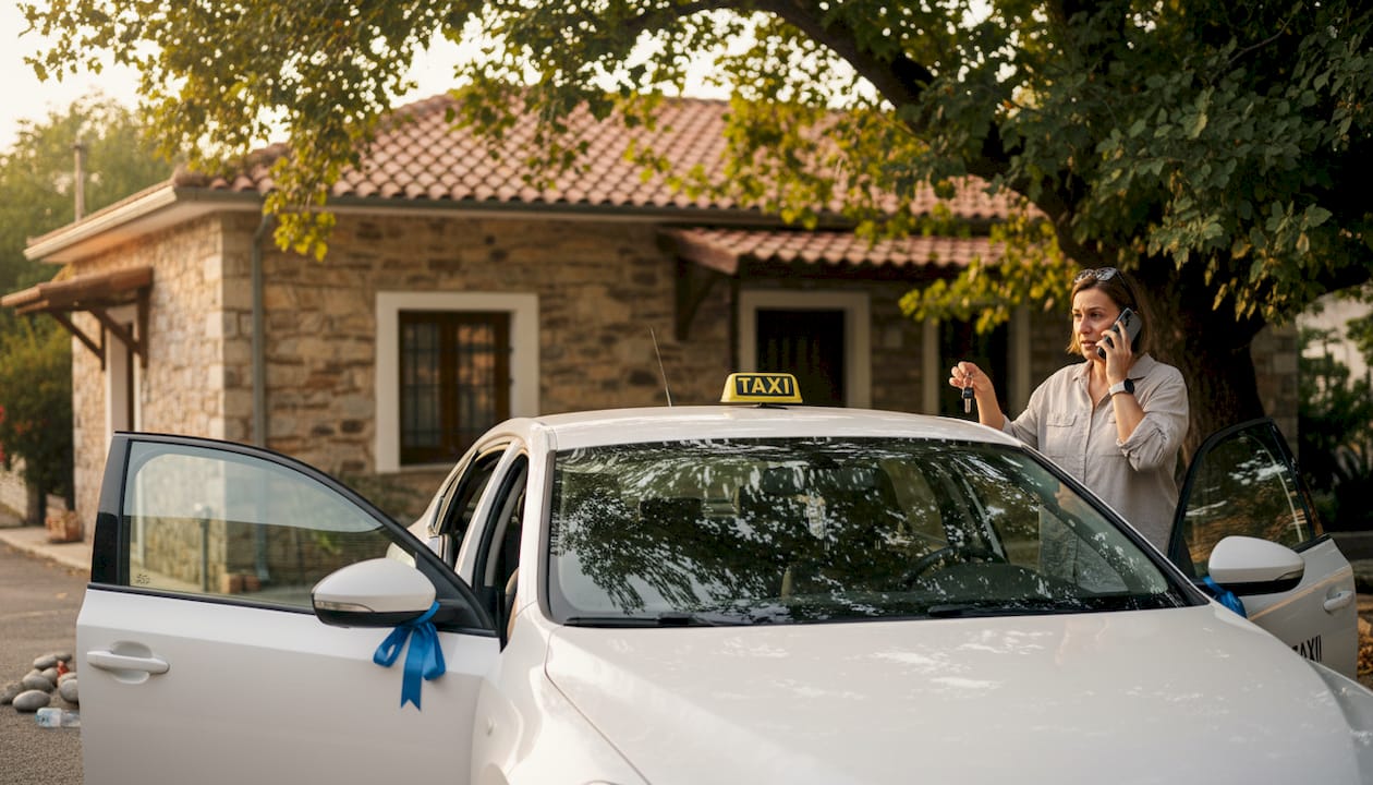 Ο οδηγός ταξί επιβεβαιώνει τις λεπτομέρειες για τη μεταφορά στο γάμο