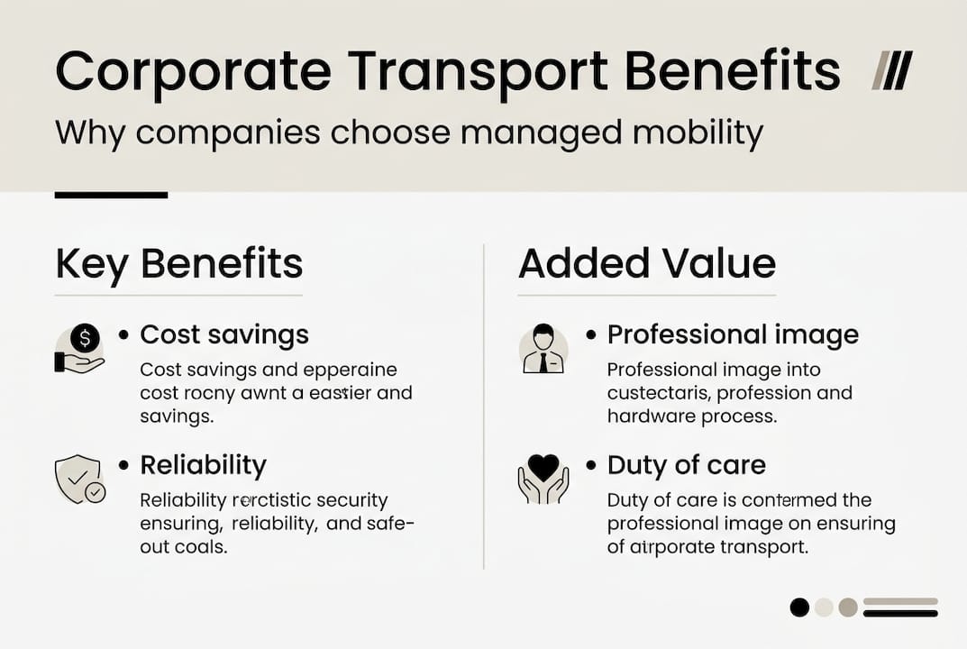 Infographic showing key benefits of corporate transport