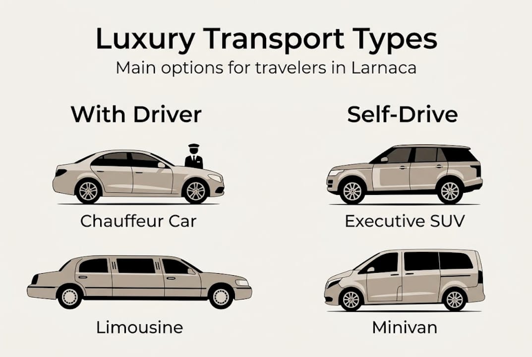 Infographic of luxury transport types in Larnaca