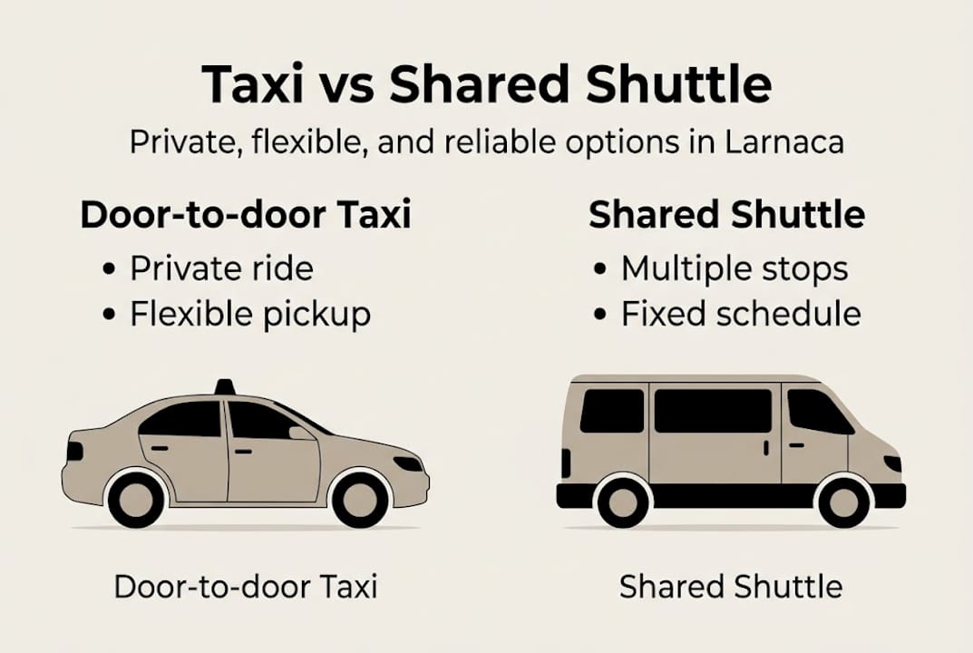 Infographic compares taxi and shuttle key points