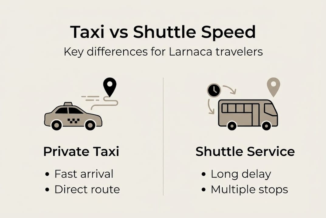Infographic comparing taxi and shuttle speed