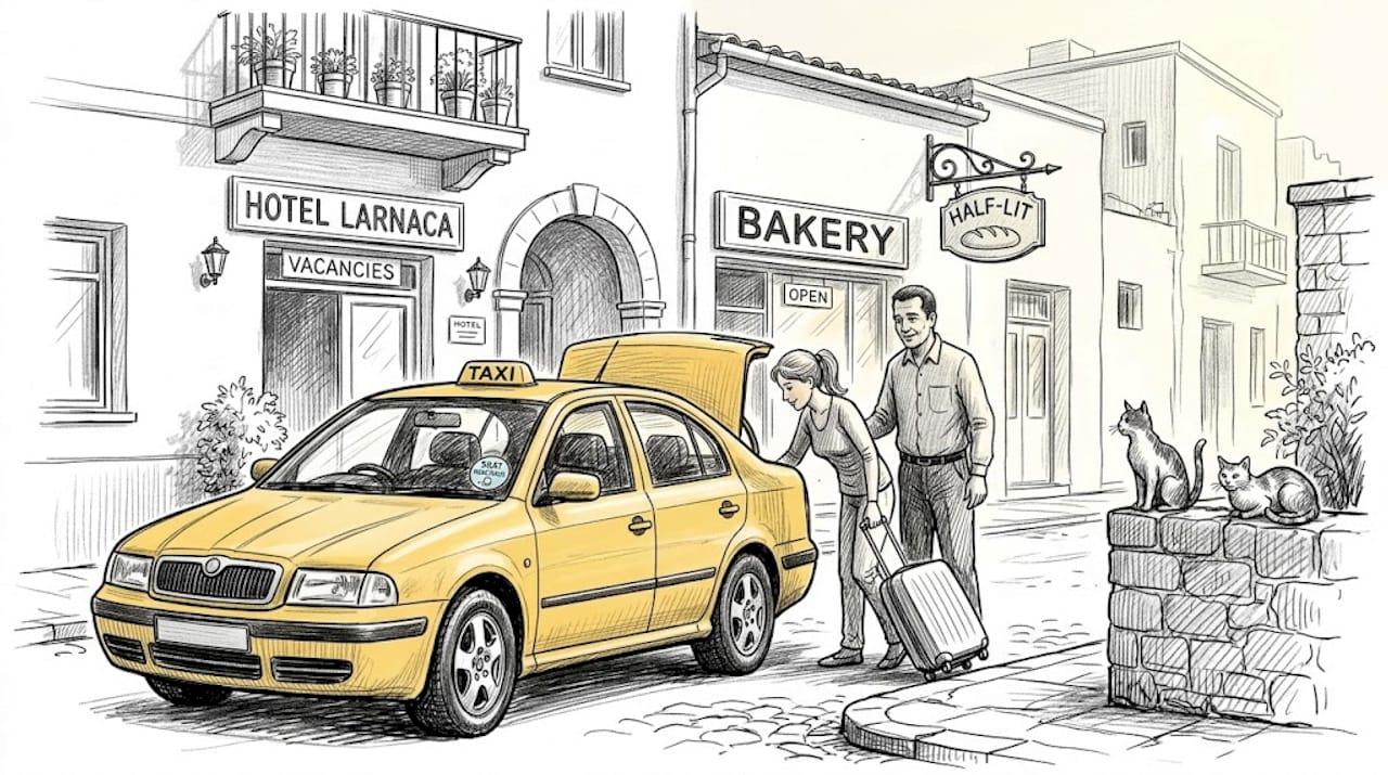 Taxi drop off in Larnaca city center