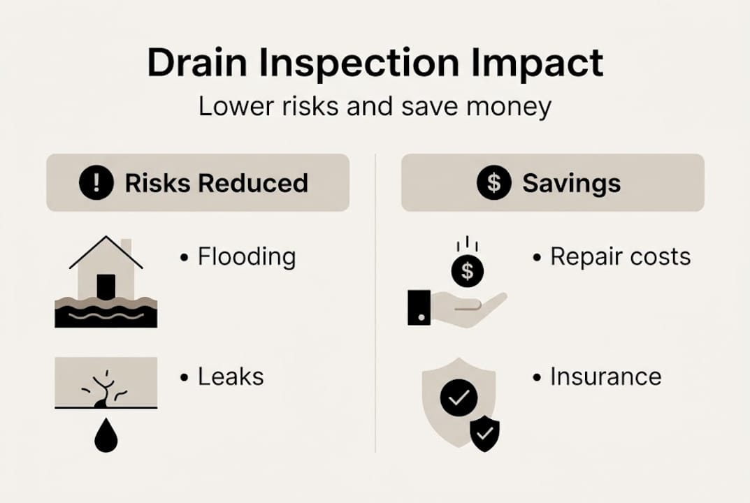Infographic showing drain inspection benefits and risks