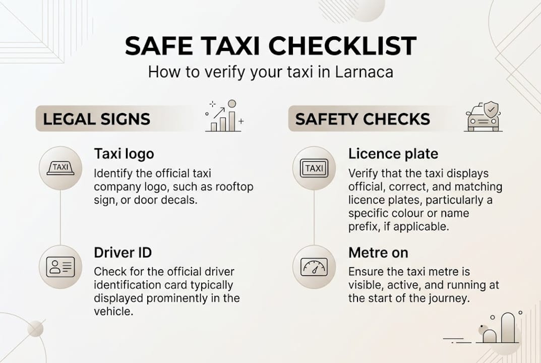 Infographic showing taxi verification checklist