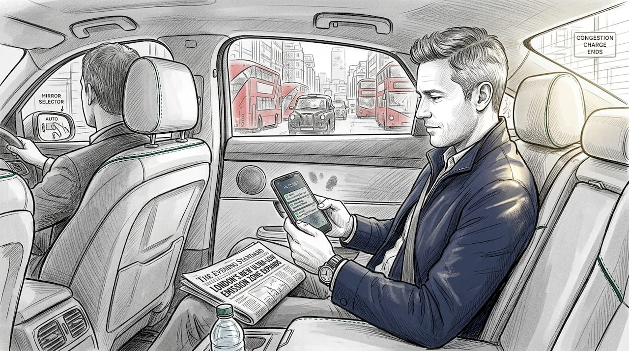 Passenger in luxury car versus taxi experience