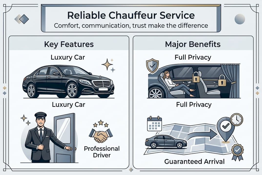 Infographic on reliable chauffeur service features